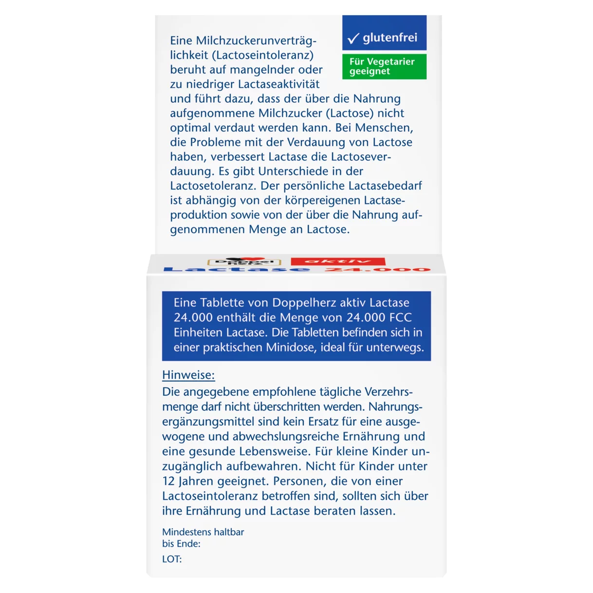 Abbildung der Produktverpackung Doppelherz aktiv Lactase 24.000 Rückansicht